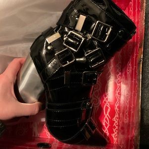 Jeffrey Campbell Black Patent Osprey Boots 6.5